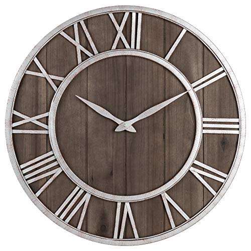 Oldtown Farmhouse Metal & Solid Wood Noiseless Wall Clock