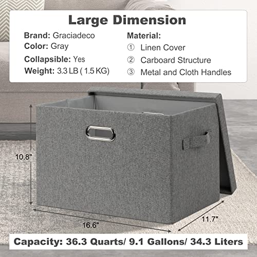 Large 17" 36 Quart Collapsible Stackable Storage Bins with Lids (3 Count)