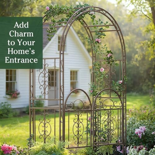 Arch Metal Outdoor Garden Arbor Double Gate
