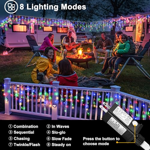 99ft Colored Christmas Lights Outdoor Icicle Lights for Outside House 1216L