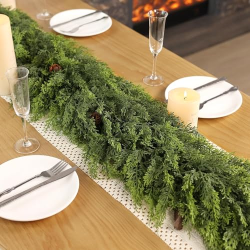Lifelike Touch Artificial Christmas Cedar Garland for Mantle