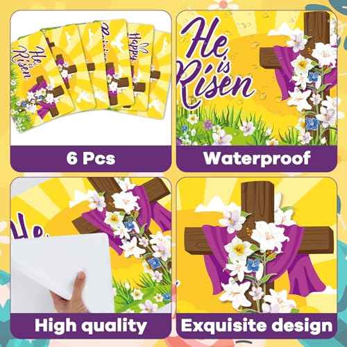 Happy Easter Placemats Set of 6 He is Risen Plastic Table Mat 17×13×0.04in (6 Count)