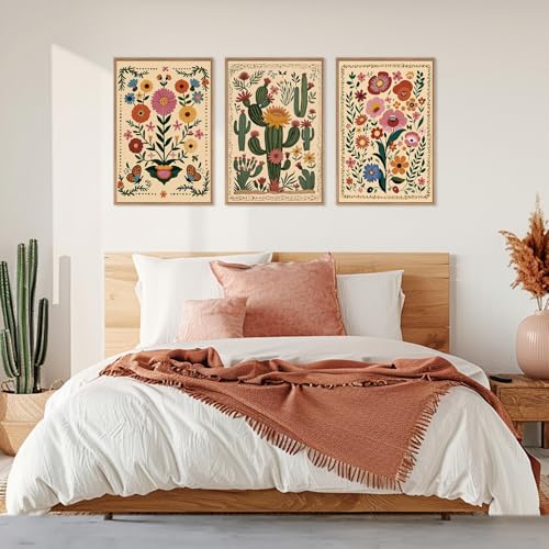 Boho Wildflower Wall Art Canvas