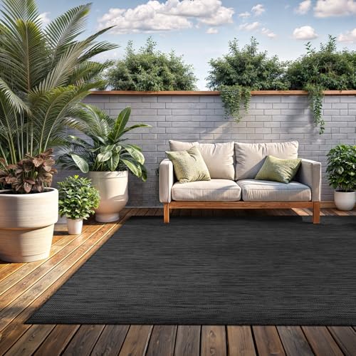 Washable Indoor Outdoor Rug 6x9 Weather Resistant Area Rugs Modern Solid for Porch Deck Balcony Backyard Patio Outside Carpet (54 Sq Ft)
