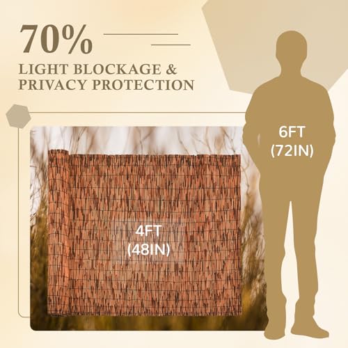 Brown 4FT X16.4FT Reed Fencing Roll Bamboo Privacy Fence Screen