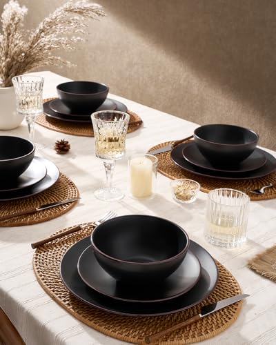 Venus Stoneware Dinnerware Sets with Pasta Bowls (24 Count)
