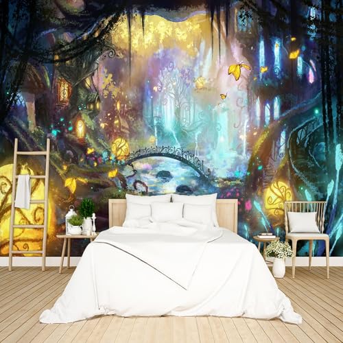 Enchanted Forest Wallpaper Peel and Stick Wall Mural for Bedroom Living Room