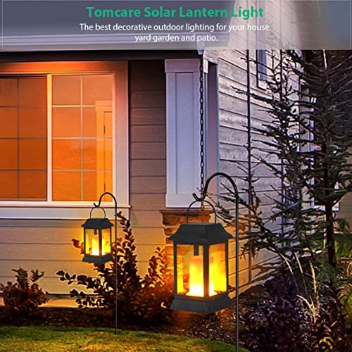 Flickering Flame Solar Lights Outdoor Metal Hanging Lantern (2 Count)