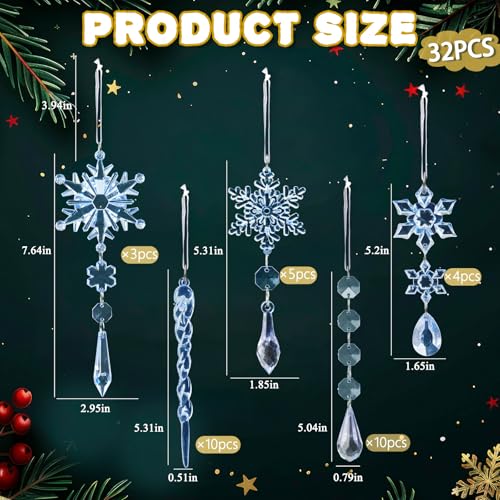 Crystal Christmas Tree Ornaments (32 Count)
