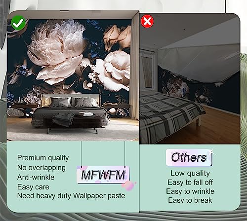 Dark Floral Wallpaper Peony Wall Mural Room Wall Decor (120.75 Sq Ft)