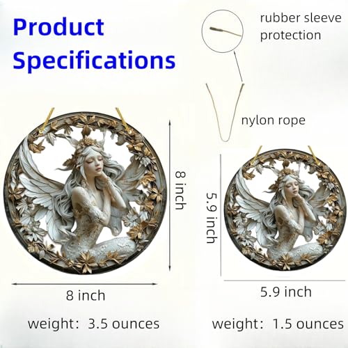 Flower Fairy Garden Decorations Angel Wing Christmas Halloween Deco Statue Art Elf Sculpture Hanging Craft for Outdoor Yard Courtyard Lawn Patio Window Acrylic Ornament Home Gift