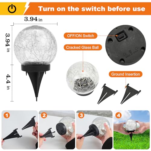 Solar Globe Lights Outdoor Waterproof (2 Count)