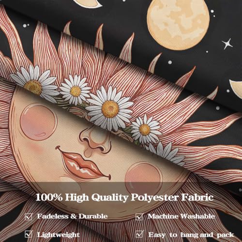 Boho Pink Sun Moon Phase Daisy Flower Floral Tapestry 80 x 60 Inch
