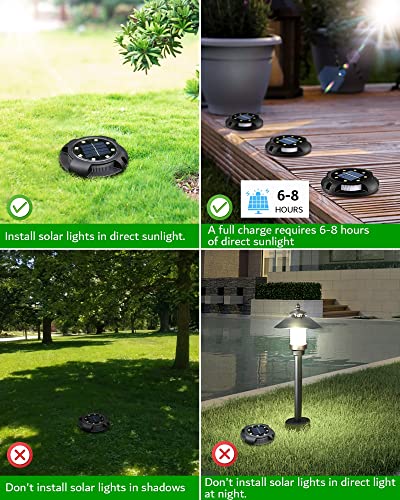 Solar Ground Lights Uplight Sidelight Waterproof 12 Pack White (12 Count)