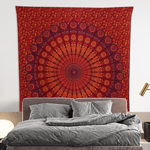 Handmade Indian hippie Bohemian Psychedelic Peacock Mandala Wall hanging College Dorm Beach Throws Table Cloth Bedding Tapestry