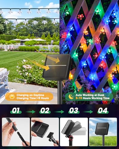 60 LED Flower Solar String Lights Outdoor Waterproof Fairy Lights (60 Count)