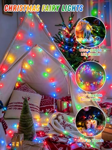 2 Pack 100 LED Fairy Lights Battery Operated with Remote
