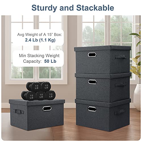 Medium 15" 21 Quart Collapsible Stackable Storage Bins with Lids (5 Count)