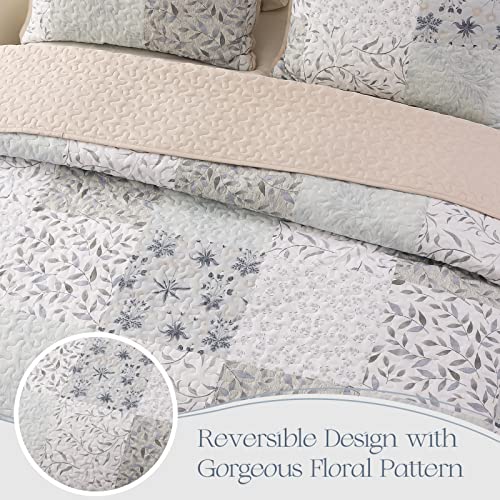 Reversible Boho Quilt King Size Gray