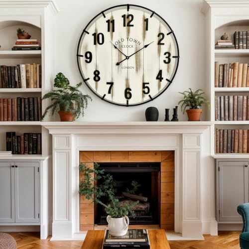Farmhouse White 30 Inch Wooden Large Wall Clock