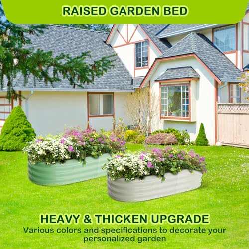 2 Pcs 4.5x2x1.5ft Oval Raised Garden Bed (2 Count)