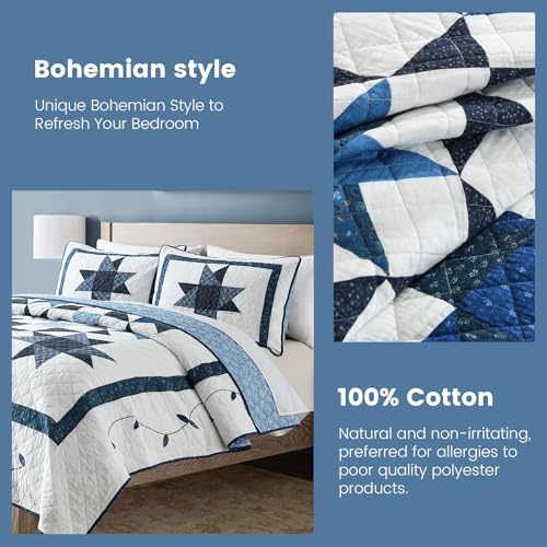 Handmade Quilted 100% Cotton Queen Comforter Set for Bed