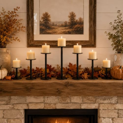7 Pcs 2-in-1 Convertible Taper & Pillar Candle Holders, Fireplace (7 Count)
