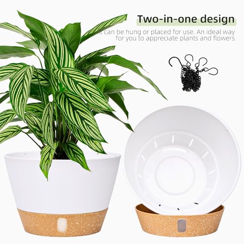2 Pack 10 Inch Hanging Planters for Indoor Outdoor Plants (2 Count)