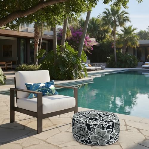Indoor Outdoor Inflatable Ottoman with Handle D21 x H9 Inch