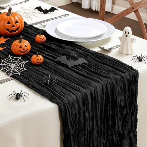 6 Pack Black Cheesecloth Table Runner 10FT Boho Gauze Home Decor (5.28 Ounce)