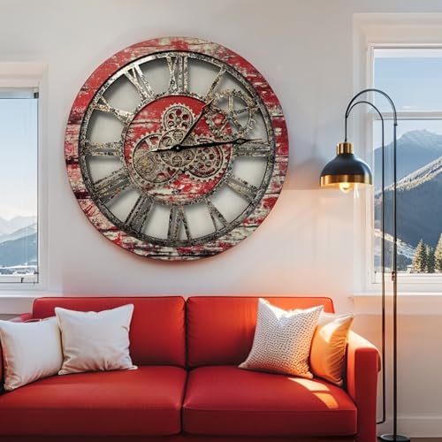 The Gears Clock The Original Real Moving Gear Wall Clock Vintage Industrial Oversized Rustic Farmhouse