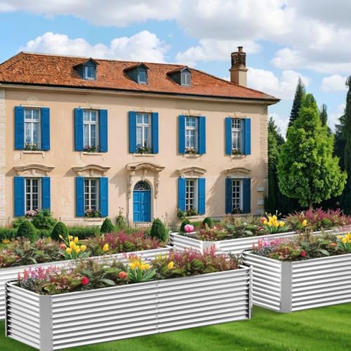 4 Pack Tall Corrugated Galvanized Steel Raised Garden Bed Outdoor (4 Count)