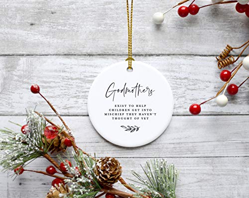 Round Ceramic Porcelain Christmas Tree Ornament Keepsake Collectible Godmother Gift