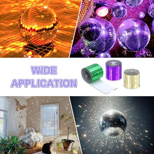 Self Adhesive Glass Mirror Mosaic Tiles 3200 Pcs 5 x 5 mm Disco Tiles for Craft Decoration Glass Mirror Disco Ball Blue 2 Pcs (2 Count)