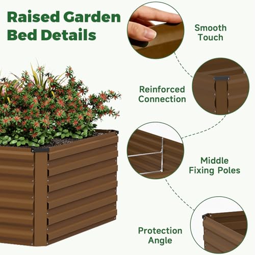 6x3x2ft Outdoor Metal Raised Garden Bed (4 Count)