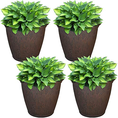 Sunnydaze Anjelica 15.25'' Large Plastic Planter Pot for Plants (4 Count)