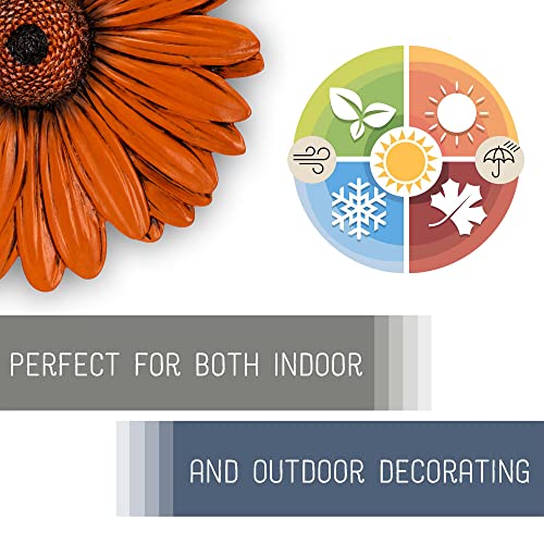 NAT & Jules Gerbera Daisy Flower Shaped Dimensional Indoor Outdoor 12 inch Cast Resin Decorative Garden Stepping Stone