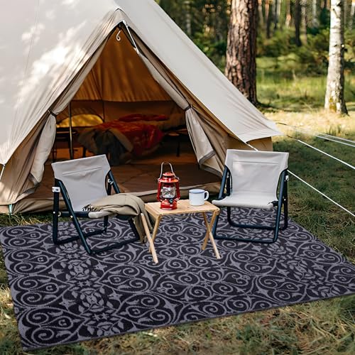 Outdoor Rug 5x8 ft Waterproof Reversible Floral Mat