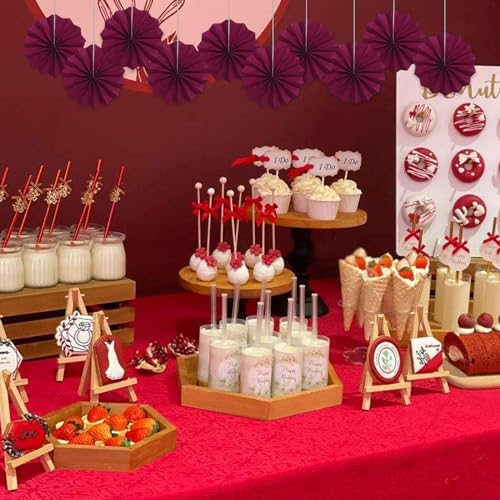 Burgundy Party Decorations Wine Red Hanging Paper Fans Bulk 8in DIY