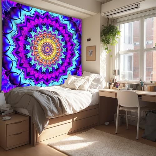 Blacklight Mandala Tapestry for Bedroom