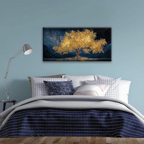 Modern Canvas Wall Art Decor Print Paintings Gold Tree Of Life Landscape Painting Prints Abstract Wall Decor Picture For Bedroom Office Home Kitchen Artwork Ready To Hang 20"×40"