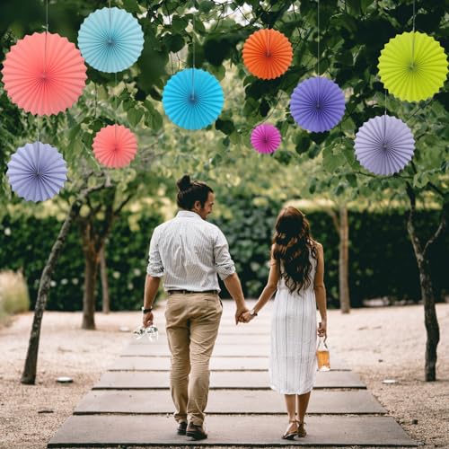 Pink Party Decorations Pink Hanging Paper Round Fans Bulk 16inch DIY