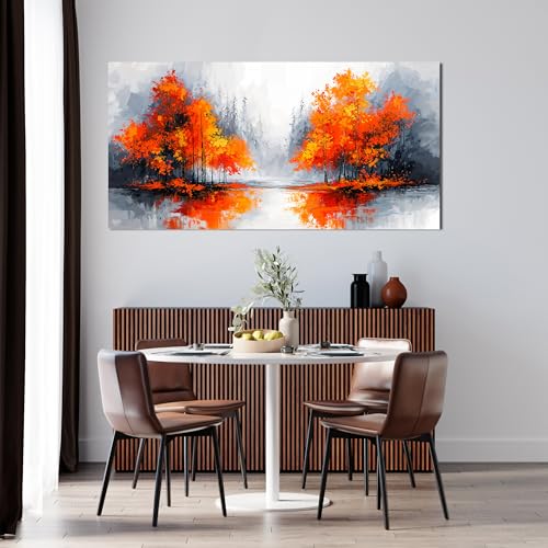 Canvas Wall Art Decor Modern Landscape Wall Art for Living Room Canvas Art Wall Decor Fall Orange Artwork for Walls Black and White Wall Art Prints Bedroom Office Home Decor Aesthetic 20" X 40"
