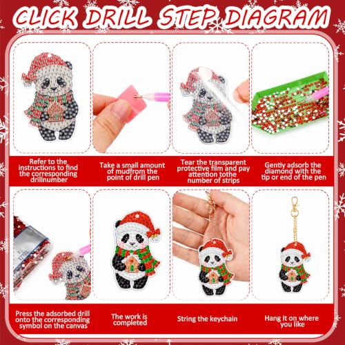 20 Pcs Christmas Cute Animal Diamond Painting Keychains Kit (20 Count)