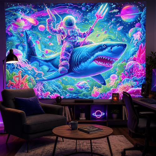 Blacklight Tapestry Galaxy Room Wall Art 78 x 59 Inch