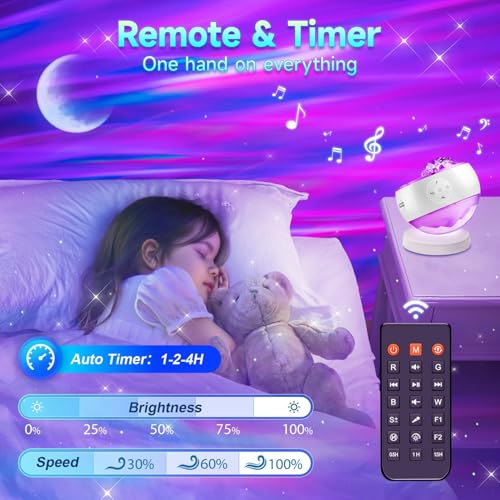 Galaxy Projector Sound Machine Aurora Night Light Projector with 30 Sounds