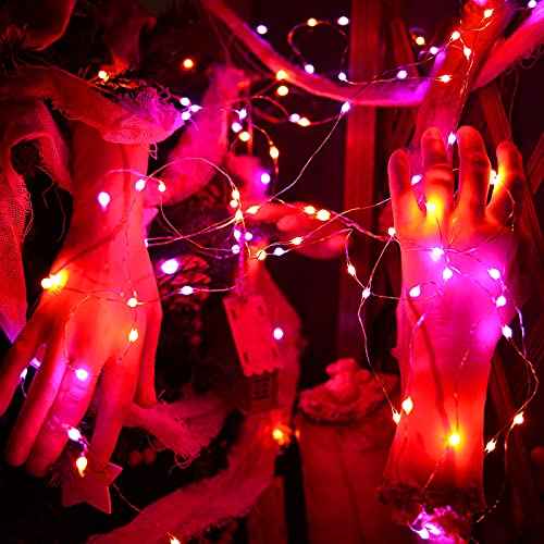 Purple & Orange Battery Halloween Lights Remote 17.48 ft 50 LED (34.96 Foot)