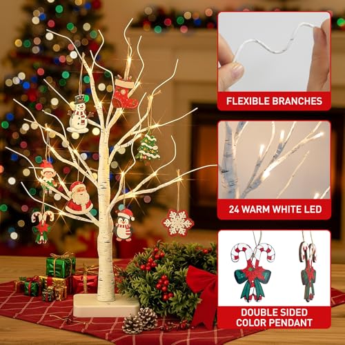 Lighted Birch Tree with Ornaments (2 Count)
