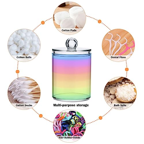 Rainbow Pastel 2PC Airtight Transparent Plastic Storage Jar Food Storage Container Plastic for Food Herbs Tea etc with Storage Lid easy to use and clean With lid Easy To Use (2 Count)