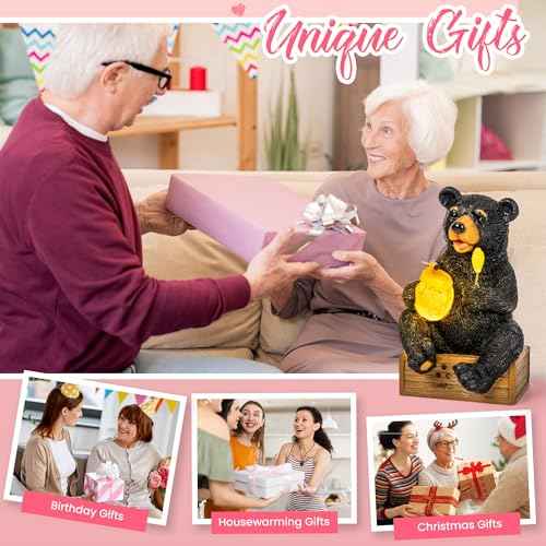 Solar Garden Decor Cute Bear Statues Outdoor